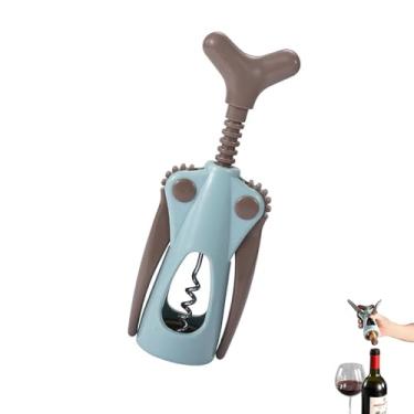 Imagem de PLAYTHROUGH Saca-rolhas de asa, abridor de garrafa de vinho ergonômico, saca-rolhas de aço inoxidável para casa, barra (azul cinza)
