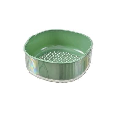Imagem de Fruteira Prato de frutas, cesta de drenagem dupla, lava-louças doméstica, lanche, prato de doces, prato de frutas, branco/verde Decoração de mesa(Green,Grande)