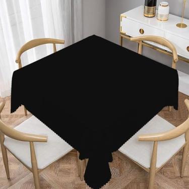 Imagem de TTQYFNM Toalha de mesa quadrada preta de 122 x 122 cm, tecido de poliéster, cor sólida, impermeável, resistente a manchas, para cozinha, sala de jantar, chá de bebê, aniversário, noivado, festas de