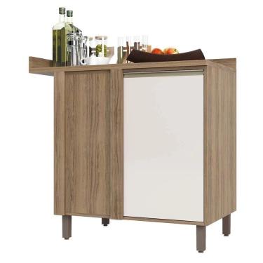 Imagem de Balcão Cozinha 95Cm Canto Reto 1 Porta Perola Off Mel Luciane Móveis