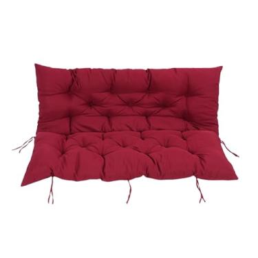 Imagem de Greensen Almofada de Balanço Ao Ar Livre, Almofada de Banco Impermeável para Mobiliário de Pátio de 2 a 3 Lugares, Substituição Com Encosto e Amarrações, 47,24 X 39,37 Polegadas (Borgonha)