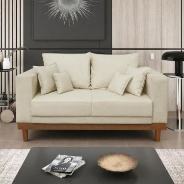 Imagem de Sofá Living 2 Lugares Suede Resistente Madeira + Almofadas - Balaqui D
