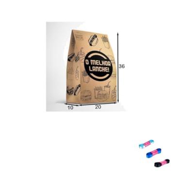 Imagem de Kit Saco SOS 10kg Impresso Lanche C/50 + Fita Cetim 15mm X 10mts