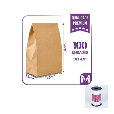Imagem de Kit Saco de Papel SOS M 80x45cm com 1 Unidade e Fita Cetim Rolo 7mm x 100m