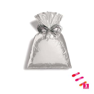 Imagem de Kit Saco Metalizado 60x90cm com 25 Unidades e Fita Cetim 22mm x 10 Metros