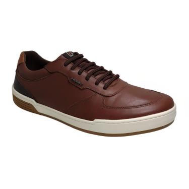 Imagem de Sapatênis Casual Masculino em Couro Calce Fácil Cadarço Elástico Free Way Court004-Masculino