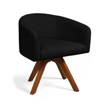 Imagem de Poltrona Sala Base Giratória Madeira Arielle Bouclê Preto D03 - D'ross