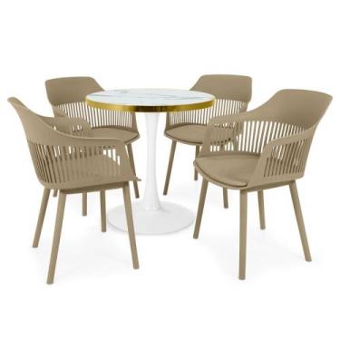 Imagem de Conjunto Mesa de Jantar Redonda Majestic 70cm Branca com 4 Cadeiras Es