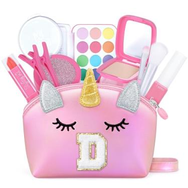 Imagem de Lindas bolsas transversais rosa para Preppy Her bolsa de unicórnio personalizada para maquiagem presentes de aniversário, Rosa - D, Bonito