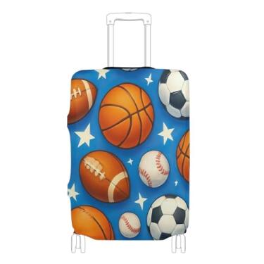 Imagem de Joisal Bonito protetor de bagagem azul bolas de basquete capas de mala personalizadas antiarranhões acessórios de viagem gráfico, P, serve para capa de 45 a 50 cm, Bolas de basquete azuis fofas, M 22