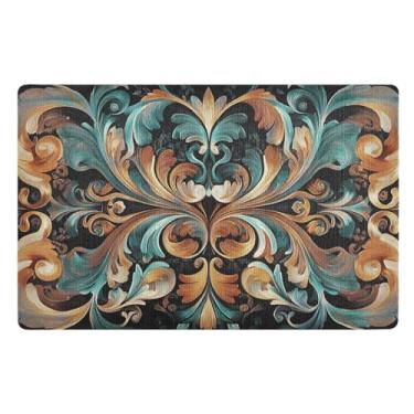 Imagem de Joisal Tapete floral mandala para fora do capacho resistente à sujeira tapete de boas-vindas engraçado, pequeno tapete externo 81 x 50 cm