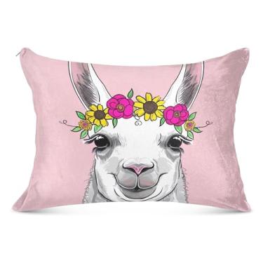 Imagem de Linda capa de almofada grande felpuda alpaca com zíper longo padrão Queen King travesseiros de cama para cabelo, tamanho corporal, 53 cm x 137 cm
