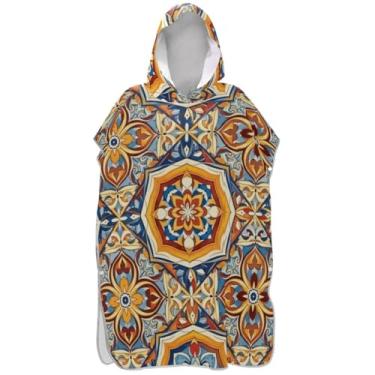 Imagem de Joisal Roupão absorvente para adultos, poncho de surf, praia, capuz, toalha, floral, boho, flor, homem, mulher, poncho com capuz