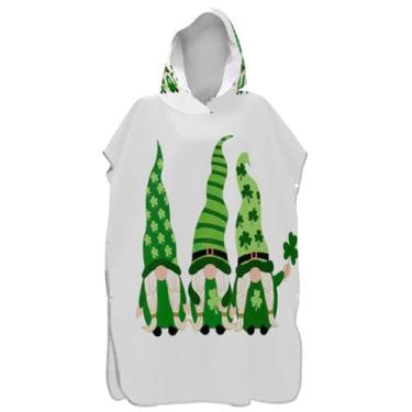 Imagem de Joisal Lindo poncho de surfe de gnomos verdes de São Patrício para adultos trocador de roupão de praia com capuz toalha de natação secagem rápida unissex poncho adulto com capuz