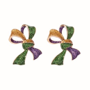 Imagem de Brincos de Mardi Gras com contas MARDI GRAS Brincos pendentes de máscara brilhante coroa carnaval brincos de gota brincos de festa de carnaval joias presentes, Small, Zinco, Sem pedra preciosa