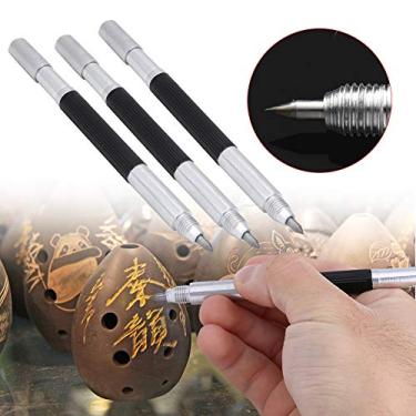 Imagem de Naroote Gravador de Caneta de Marcação de Metal Com Ponta de Carboneto para Madeira Cerâmica de Vidro, 3 Peças de Gravação para Placa de Aço, Ideal para Artesanato DIY Caneta de Liga de Alumínio