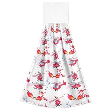 Imagem de Joisal Toalhas de mão para pendurar no outono de helicóptero bombeiro toalhas de mão altamente absorventes conjunto de 2, toalha de mão de cozinha decorativa 18,2 x 14 polegadas