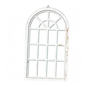 Imagem de Generic Espelho de parede decorativo em acrílico com formato de janela arqueada, ideal para quarto, banheiro, penteadeira ou de entrada, Branco
