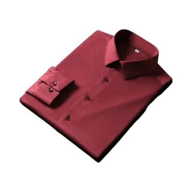 Imagem de Camisa masculina casual e elegante de manga comprida de cor sólida sem