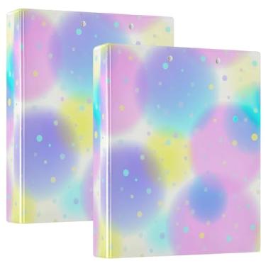 Imagem de Fichários personalizados de 3 anéis de 3 pontos pastel, 200 folhas, fichário de apresentação de anel redondo, 31,5 x 27 x 6 cm, pacote com 2