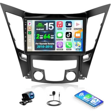 Imagem de UNITOPSCI Som automotivo 2G + 64G Android 15 para Hyundai Sonata 2010-2015 sem fio Apple CarPlay Android Auto 9 polegadas HD tela sensível ao toque Navegação GPS Bluetooth Mirror Link WiFi FM/RDS SWC