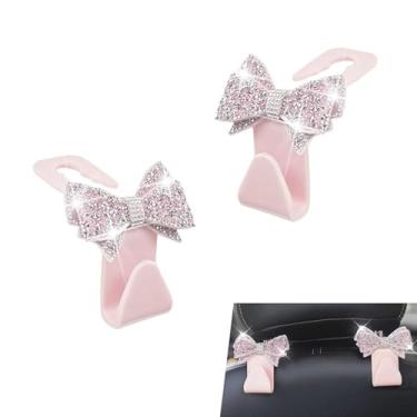 Imagem de Zikefest 2 peças de ganchos de encosto de cabeça para assento de carro, arco de cristal tipo S, ganchos de armazenamento traseiro de assento de carro para bolsas de compras, organizador de ganchos de