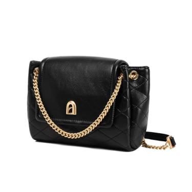 Imagem de LAFESTIN Bolsas transversais pequenas acolchoadas para mulheres com alça de corrente, bolsas transversais femininas de embreagem macia, Mousse preta