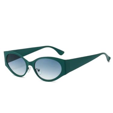 Imagem de HPIRME Óculos de Sol Metálicos Pequenos e Ovais Vintage para Homens e Mulheres, Estilo Esportivo, Proteção UV400 (Verde e Azul)