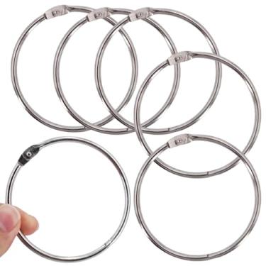 Imagem de HAHIYO Pacote com 6 anéis grandes de folhas soltas de metal de 9 cm, anéis de encadernação de livros prateados para cartões de índice, flashcards, chaveiro de encadernação de papel a granel