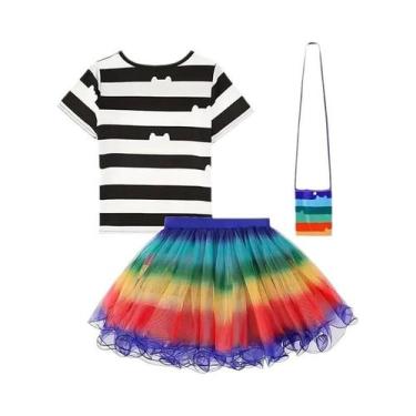 Imagem de Conjunto De Vestido De Festa Gabby Girls Com Listras Pretas E Brancas,