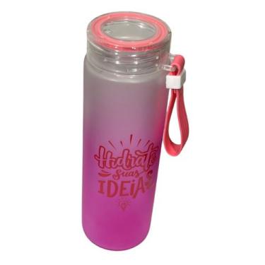 Imagem de Garrafa de Água Hidrate suas Ideias em Vidro Fosco 420ml - Flashgoods,