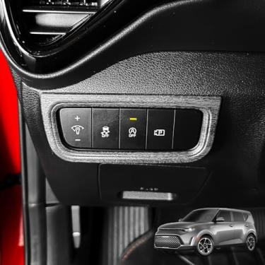Imagem de JUIVEEL Acabamento da tampa do botão do interruptor de ajuste do farol, tampa da peça de ajuste da lâmpada frontal compatível com acessórios Kia Soul 2020-2025 (estilo grão de madeira)