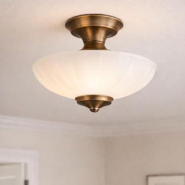 Imagem de LIGHTACCENTS Lâmpada de teto de substituição de persiana de vidro - luminária de teto embutida e tampa de lâmpada de cogumelo, 29 cm de diâmetro. 9,54 cm de altura, encaixe de 0,47 polegadas