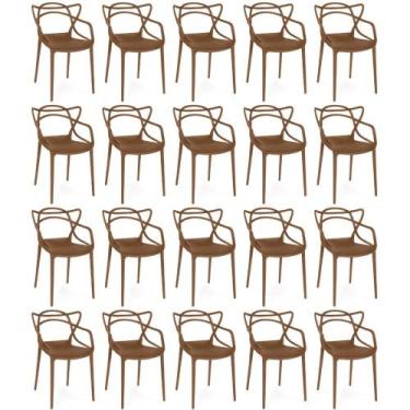 Imagem de Kit 20 Cadeiras de Jantar Allegra Prática Empilhável - Marrom - Magazi