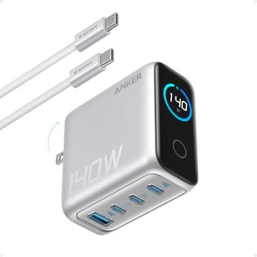 Imagem de Anker Carregador Usb-C De 140 W, Carregador Para Laptop, Carregamento Rápido Multidispositivo De 4 Portas, Adaptador De Energia Gan Avançado, Controles De Toque Intuitivos Para Macbook, Iphone Série