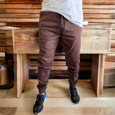 Imagem de calça jeans em sarja jogger masculina azul marinho - Bermudaria F&C, M