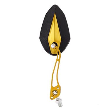 Imagem de HUIOP Par de Espelho Retrovisor Universal para Motocicleta de 8 Mm 10 Mm, Revestimento Plástico Rígido e Braço Liga Alumínio, Espelho Ultra Transparente, Parafuso Junta (Amarela)