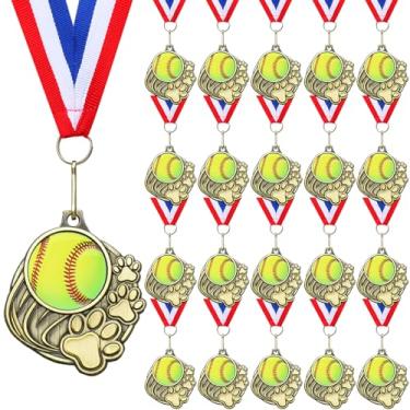 Imagem de Trnayi 20 medalhas de softball, estampa de pata com fitas no pescoço, medalha de ouro de 5 cm para vencedores de prêmios, incentivar a participação em equipe para crianças, adultos, troféu, prêmio