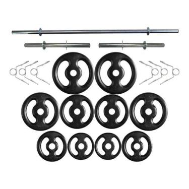 Imagem de Kit Completo Para Fitness Anilhas e Barras - 2M