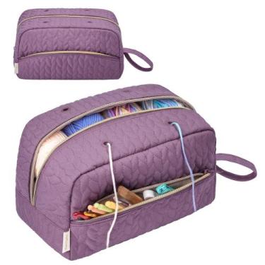 Imagem de Bolsa de fios de crochê KarSyon 30x18x20cm Organizer Purple