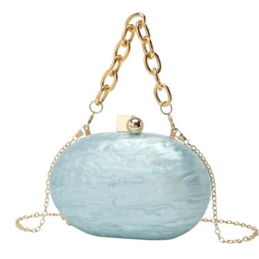 Imagem de QPDRNC Bolsa de ombro feminina fashion Trend Acrílico Clutch Oval com corrente, Verde, One Size