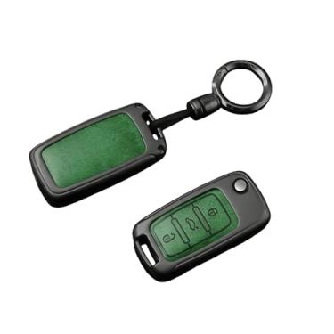 Imagem de Capa de liga de couro para chave remota de carro, compatível com vw polo tiguan passat b5 b6 b7 golf 4 5 6 mk6 jetta lavida, acessórios(A-green chain)