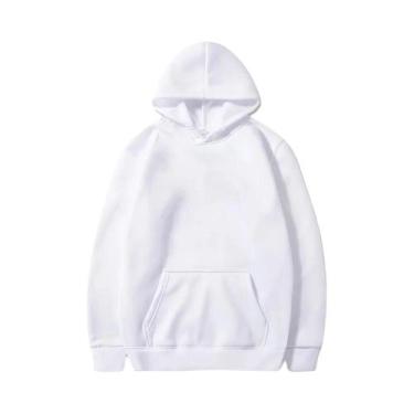 Imagem de Moletom Masculino Oversize Preto Pullover Casual De Cor Sólida Para Pr