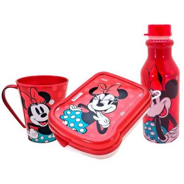 Imagem de Kit Trio Escolar Infantil Garrafinha 500ml Retrô, Caneca 360ml e Sandu