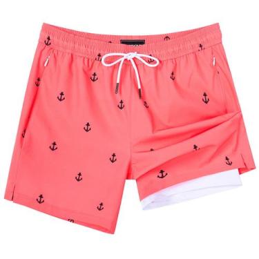 Imagem de Calções de banho SURF CUZ 5" com zíper de compressão e bolsos rosa