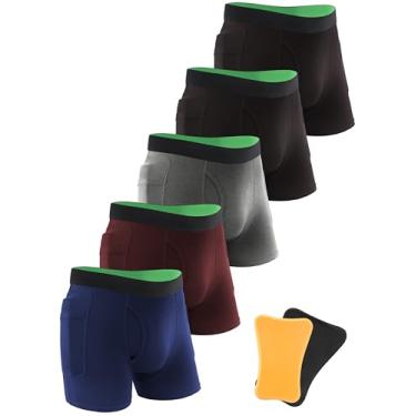 Imagem de TIICHOO Cueca boxer masculina protetora de quadril para prevenção de lesões de outono para idosos, cuecas boxer de algodão, 2 preto/bordô/azul marinho/cinza claro, G