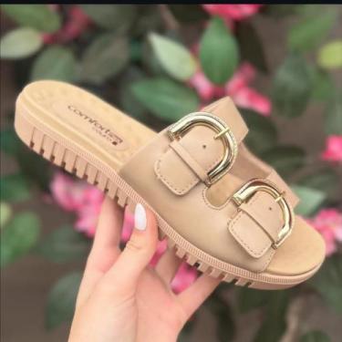 Imagem de Chinelo Comfortflex Tira Dupla Com Fivela Tamanho:36Cor:Bege, 36, Bege