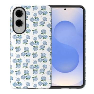 Imagem de casesok Capa para Samsung Galaxy S25 Edge, capa rígida de camada dupla + capa de telefone de silicone, proteção total à prova de choque para Samsung Galaxy S25 Edge - azul hortênsia floral
