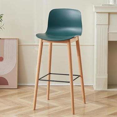 Imagem de Barra de balcão de cozinha de madeira maciça encosto bar negociação recepção banco alto engrossado cadeira alta bar cadeiras de bar (verde)