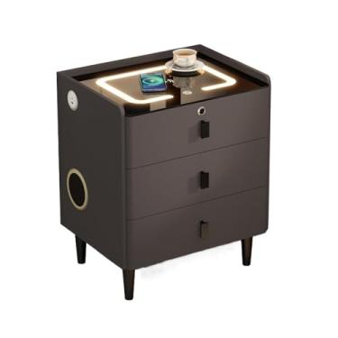 Imagem de Mesa de cabeceira multifuncional de luxo moderna com três gavetas para sala de estar, quarto e espaços pequenos prática (pequena)